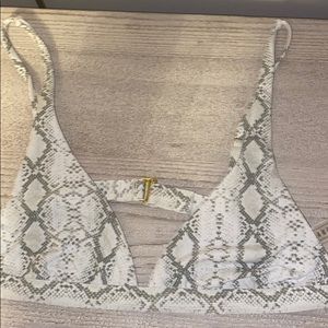 Green and white snake print bikini top and bottom